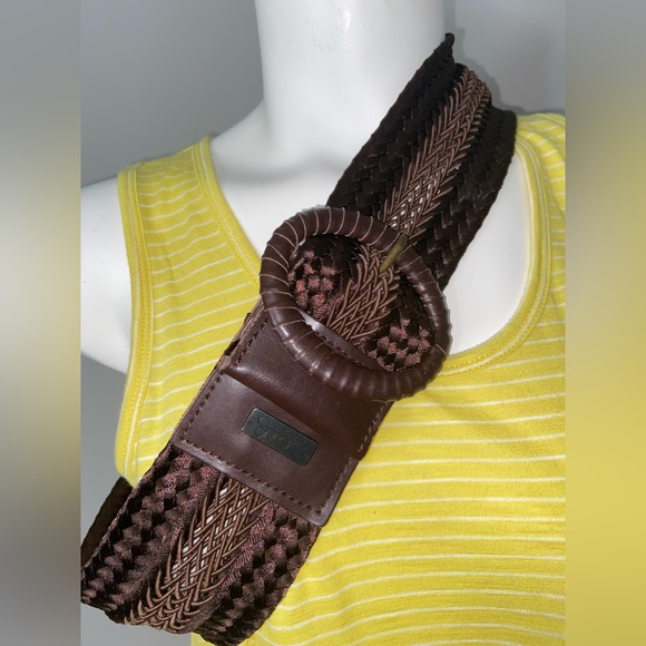 Jessica Simpson Accessories - Jessica Simpson New Ladies Size S Brown Fabric Belt 3.25" Wide Total Length 40"
